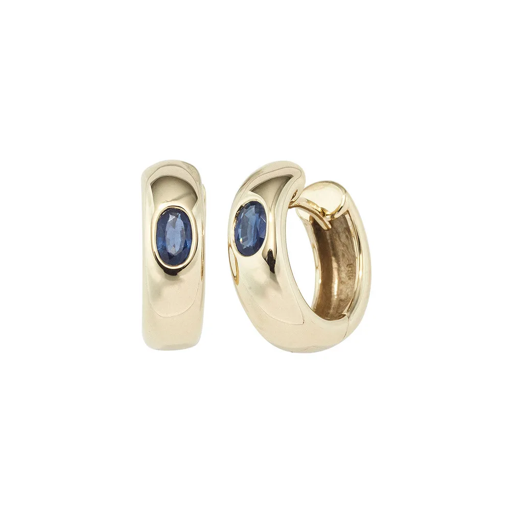 Creolen rund 585 Gold Gelbgold 2 Safire blau Ohrringe Goldohrringe Goldcreolen