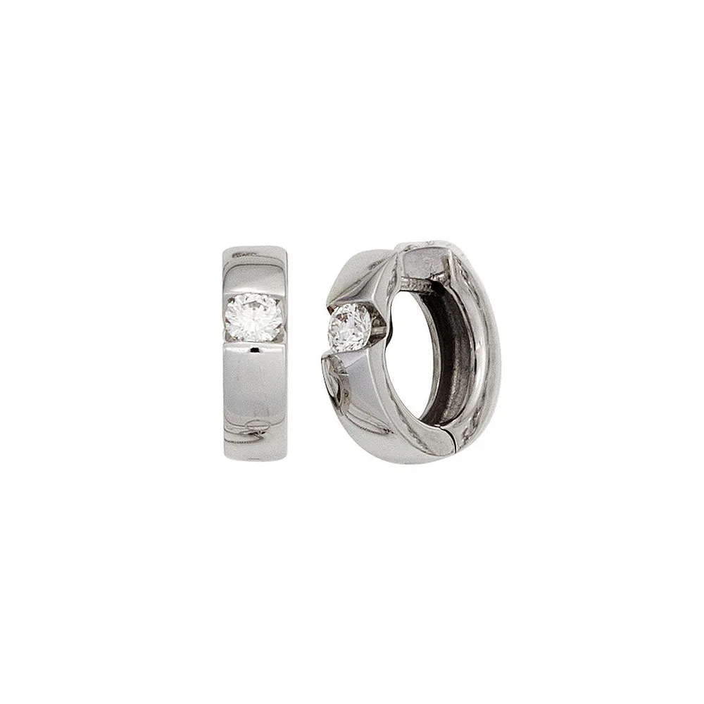 Creolen rund 585 Gold Weißgold 2 Diamanten Brillanten 0 30 ct. Ohrringe