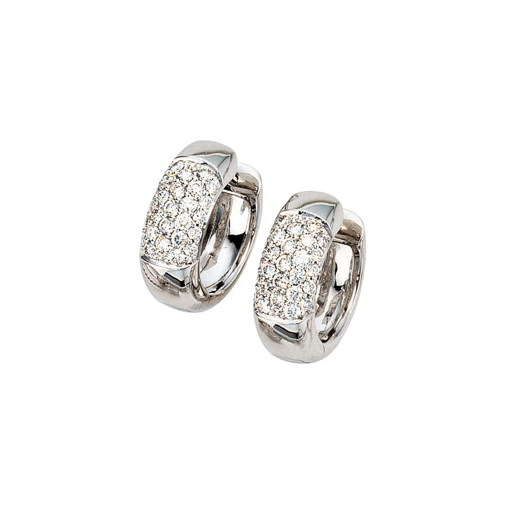 Creolen rund 585 Gold Weißgold 54 Diamanten Brillanten Ohrringe Weißgoldcreolen