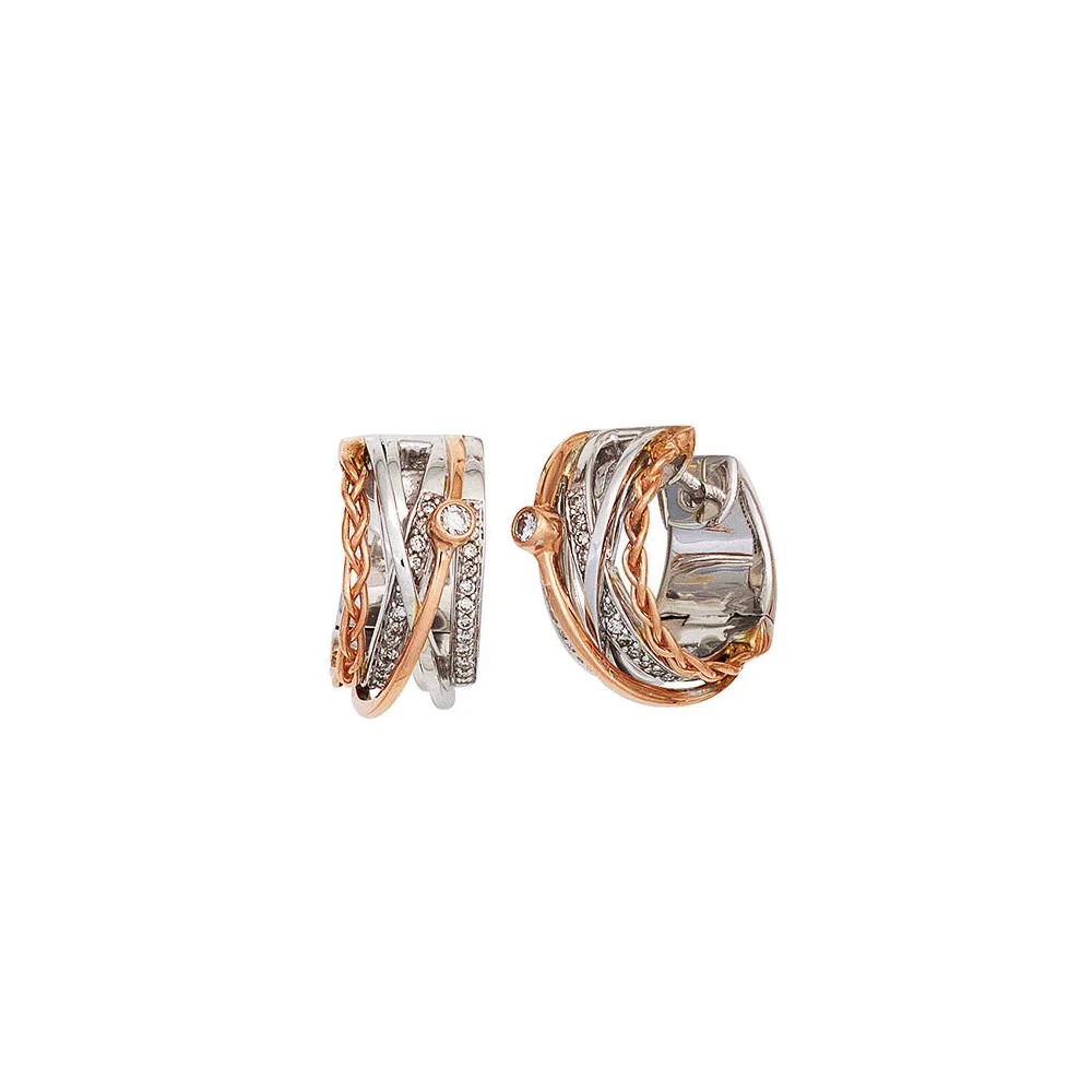 Creolen rund 585 Gold Weißgold Rotgold bicolor 52 Diamanten Ohrringe Goldcreolen