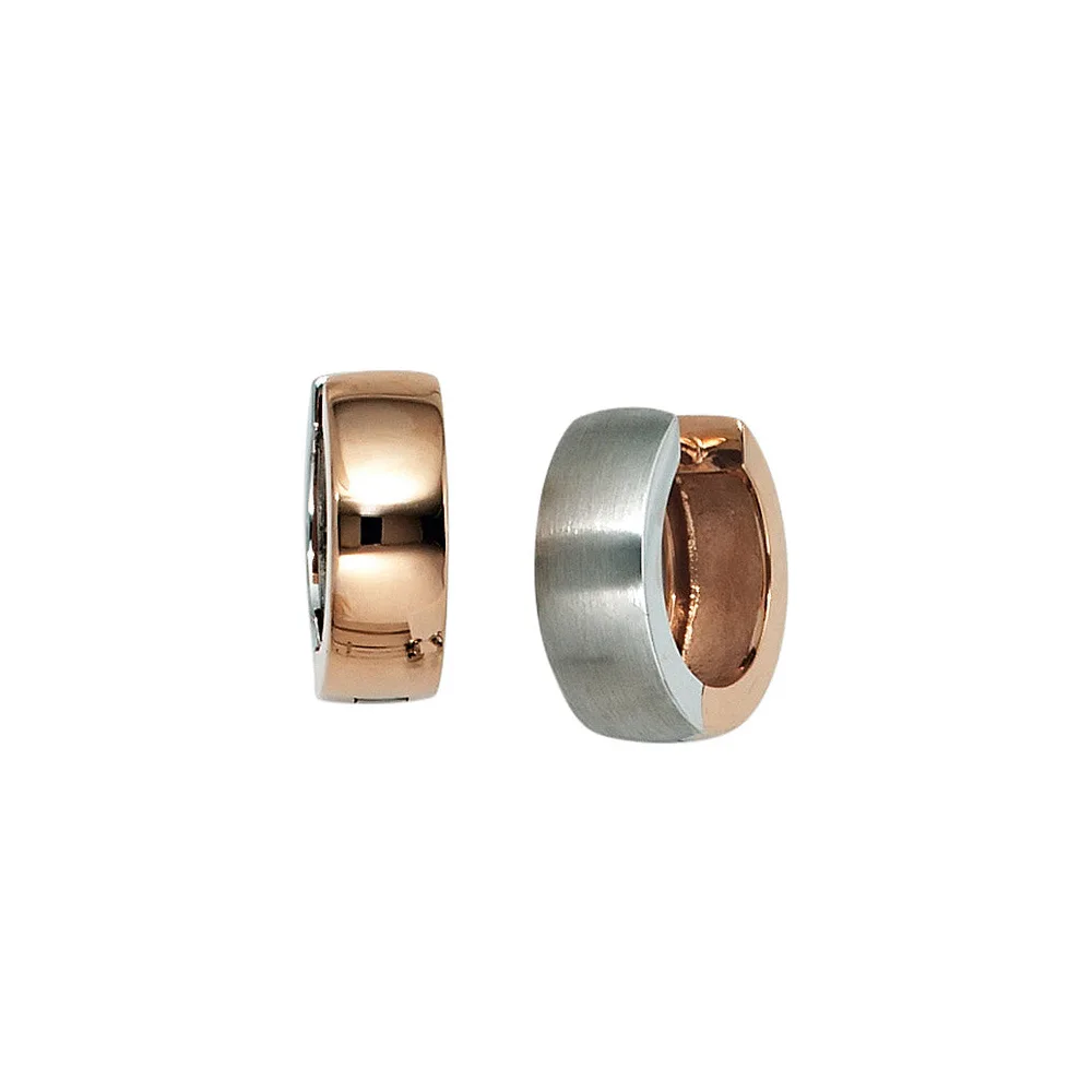 Creolen rund 585 Gold Weißgold Rotgold bicolor mattiert Ohrringe Goldcreolen