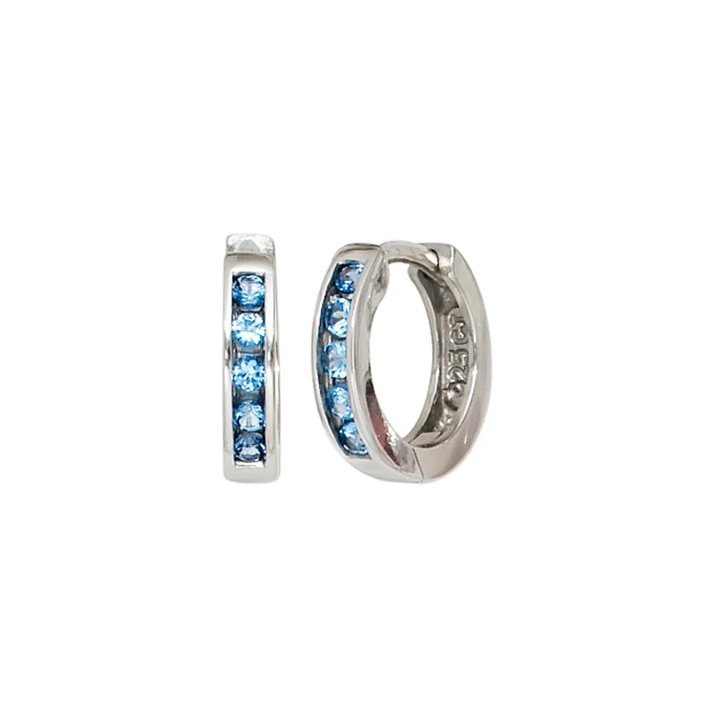 Creolen rund 925 Silber 10 Zirkonia blau Ohrringe Silberohrringe Silbercreolen