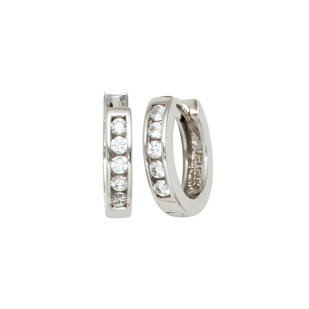 Creolen rund 925 Silber 10 Zirkonia Ohrringe Silberohrringe Silbercreolen