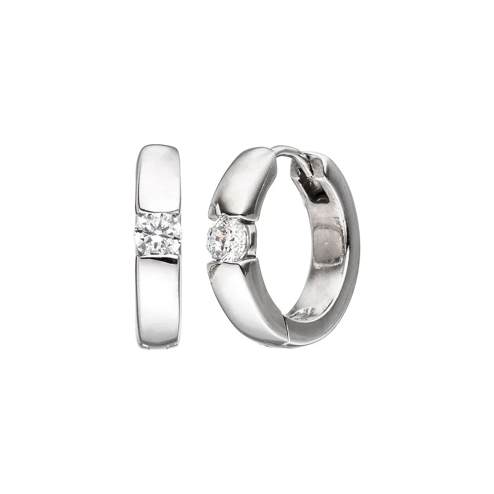 Creolen rund 925 Sterling Silber 2 Zirkonia Ohrringe Silberohrringe