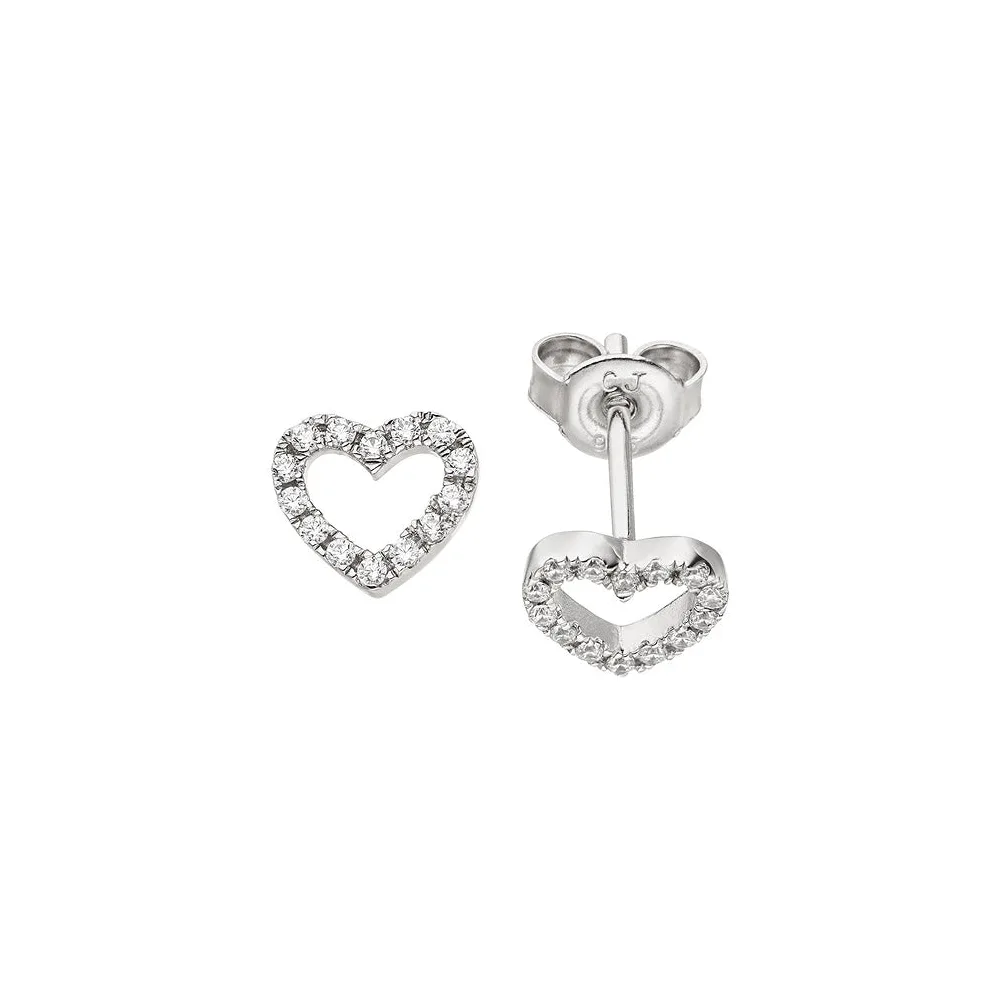 Ohrstecker Herz 925 Sterling Silber 28 Zirkonia Ohrringe Herzohrstecker