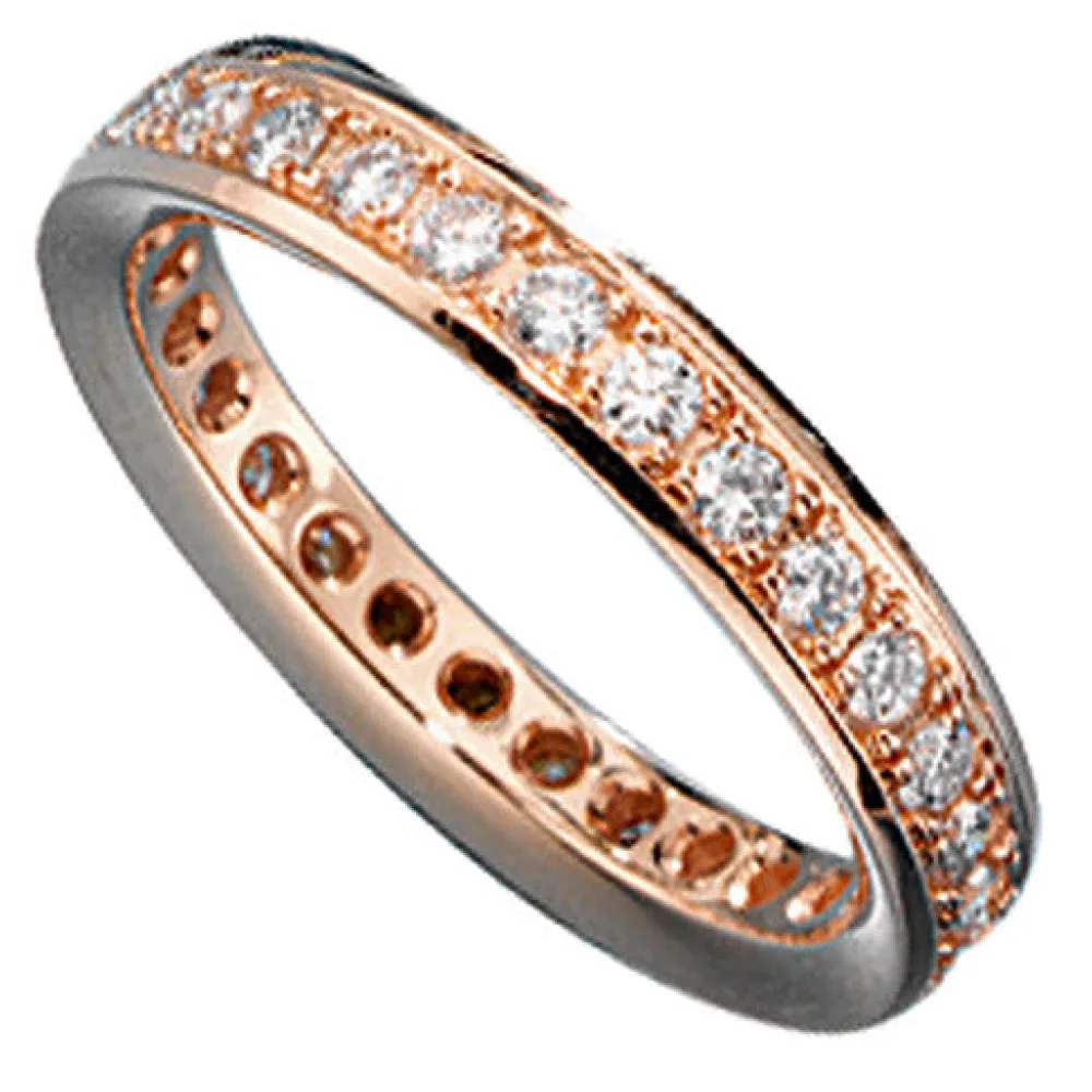 Memory Ring 585 Gold Rotgold mit Diamanten Brillanten rundum Memoryring-60