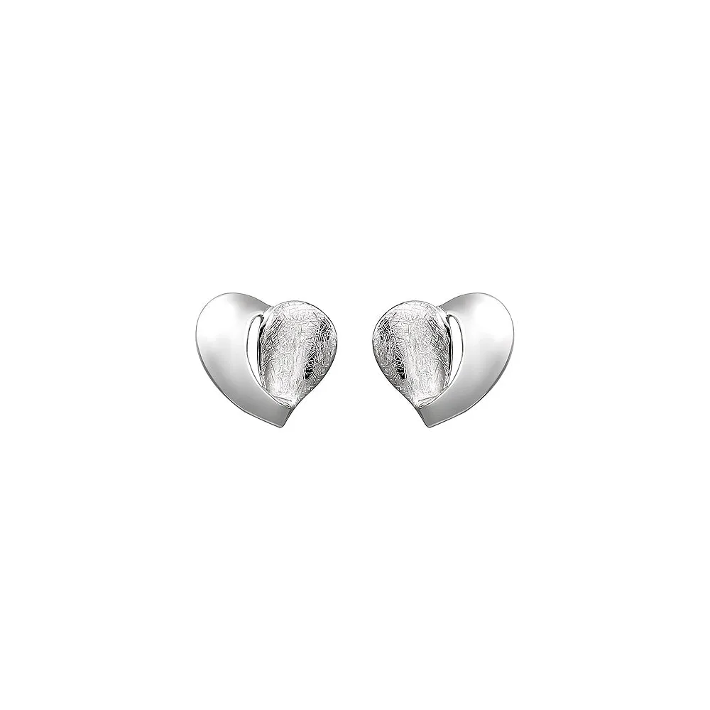 Ohrstecker Herz 925 Sterling Silber eismatt Ohrringe Silberohrringe
