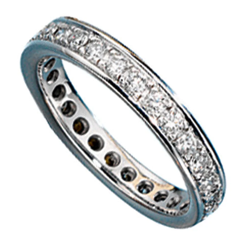 Memory Ring 585 Gold Weißgold mit Diamanten Brillanten rundum Memoryring-60