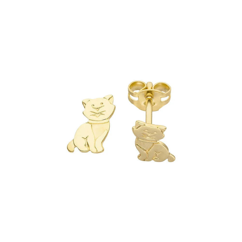 Ohrstecker Katze 333 Gold Gelbgold Ohrringe Goldohrringe Katzenohrringe