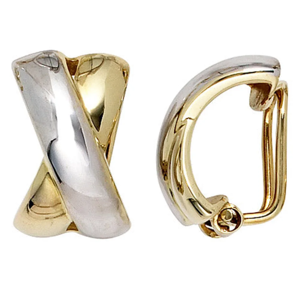 Ohrclips 333 Gold Gelbgold bicolor Ohrringe Clips