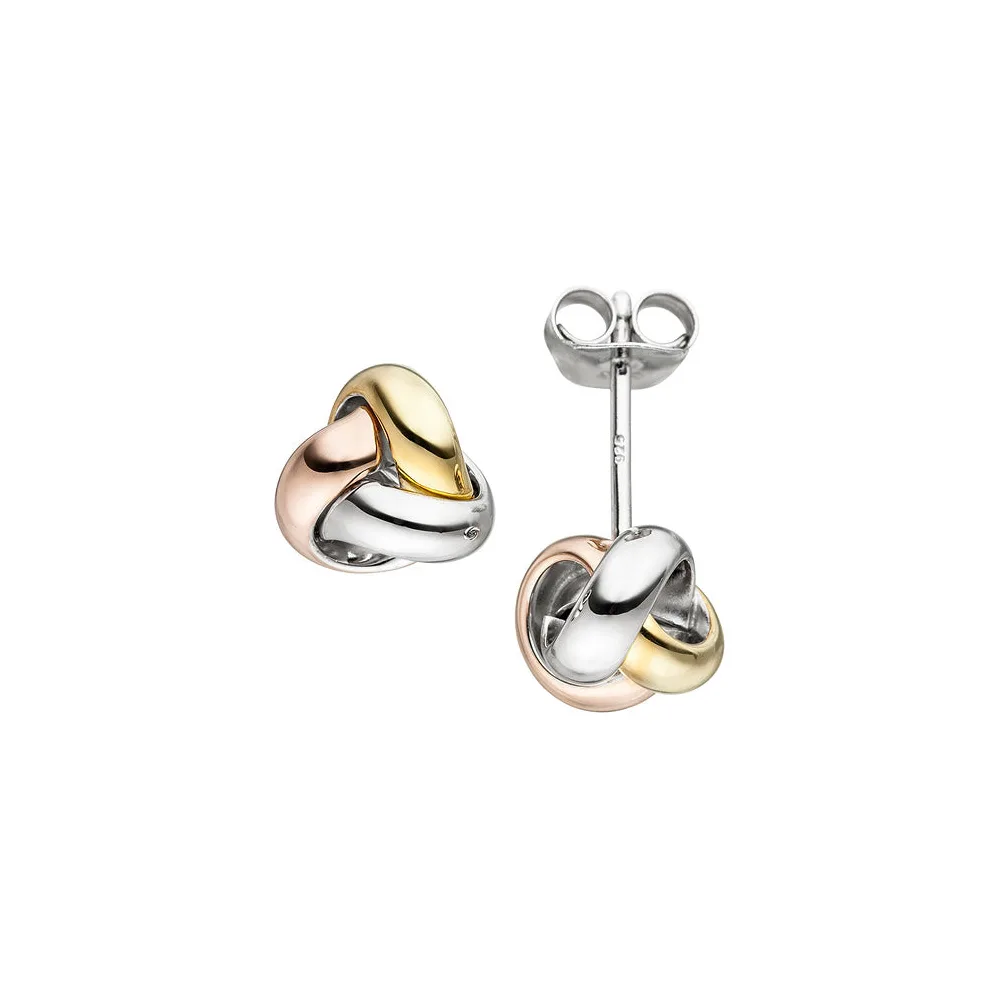 Ohrstecker Knoten 925 Sterling Silber tricolor dreifarbig Knotenohrringe