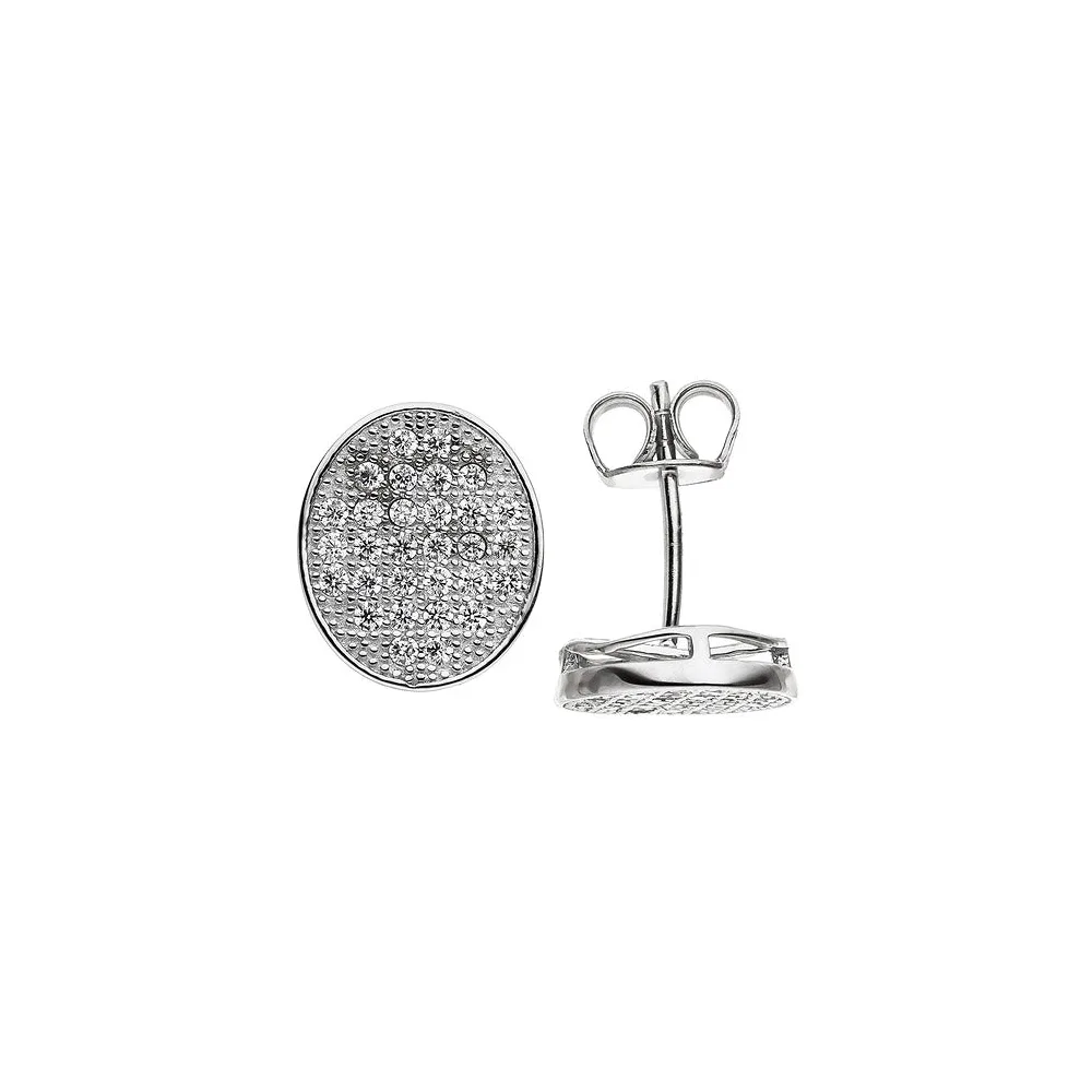 Ohrstecker oval 925 Sterling Silber 60 Zirkonia Ohrringe Silberohrringe