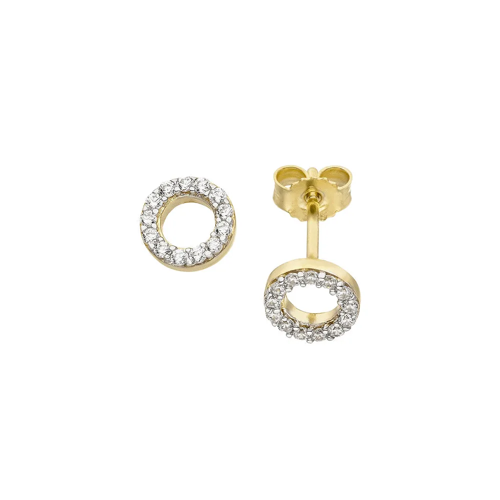 Ohrstecker rund 375 Gold Gelbgold bicolor 26 Zirkonia Ohrringe Goldohrringe