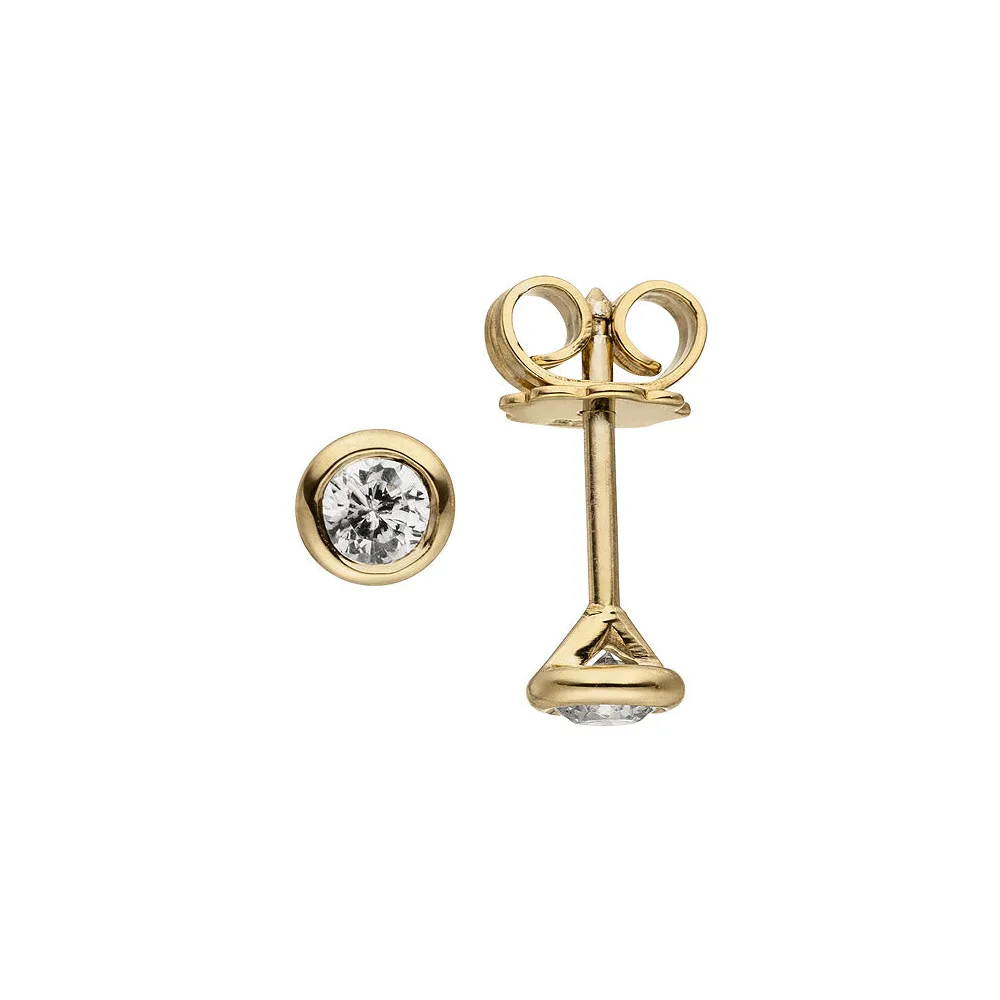 Ohrstecker rund 585 Gold Gelbgold 2 Diamanten Brillanten 0 14 ct. Ohrringe