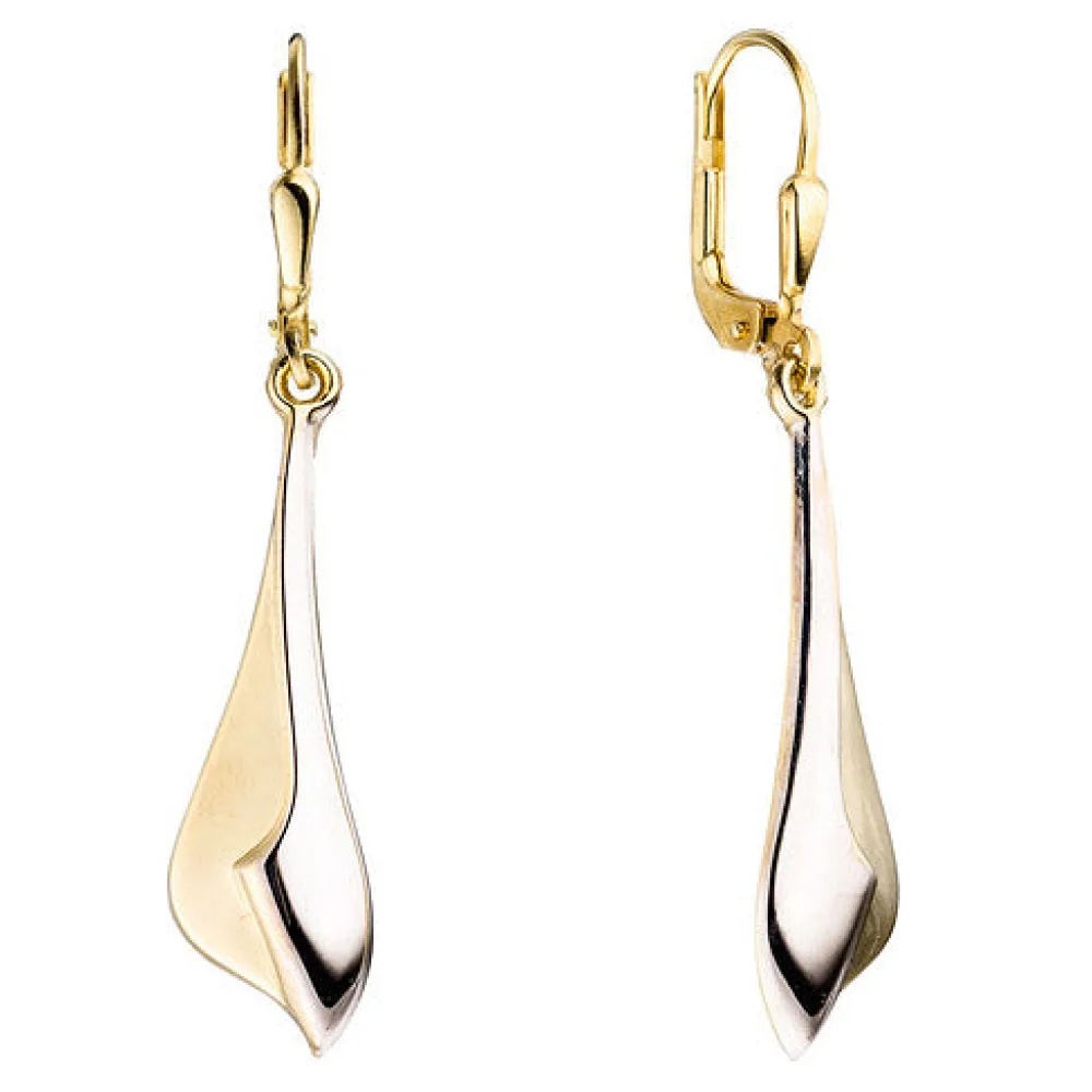 Ohrhänger 333 Gold Gelbgold bicolor Ohrringe Boutons Goldohrringe