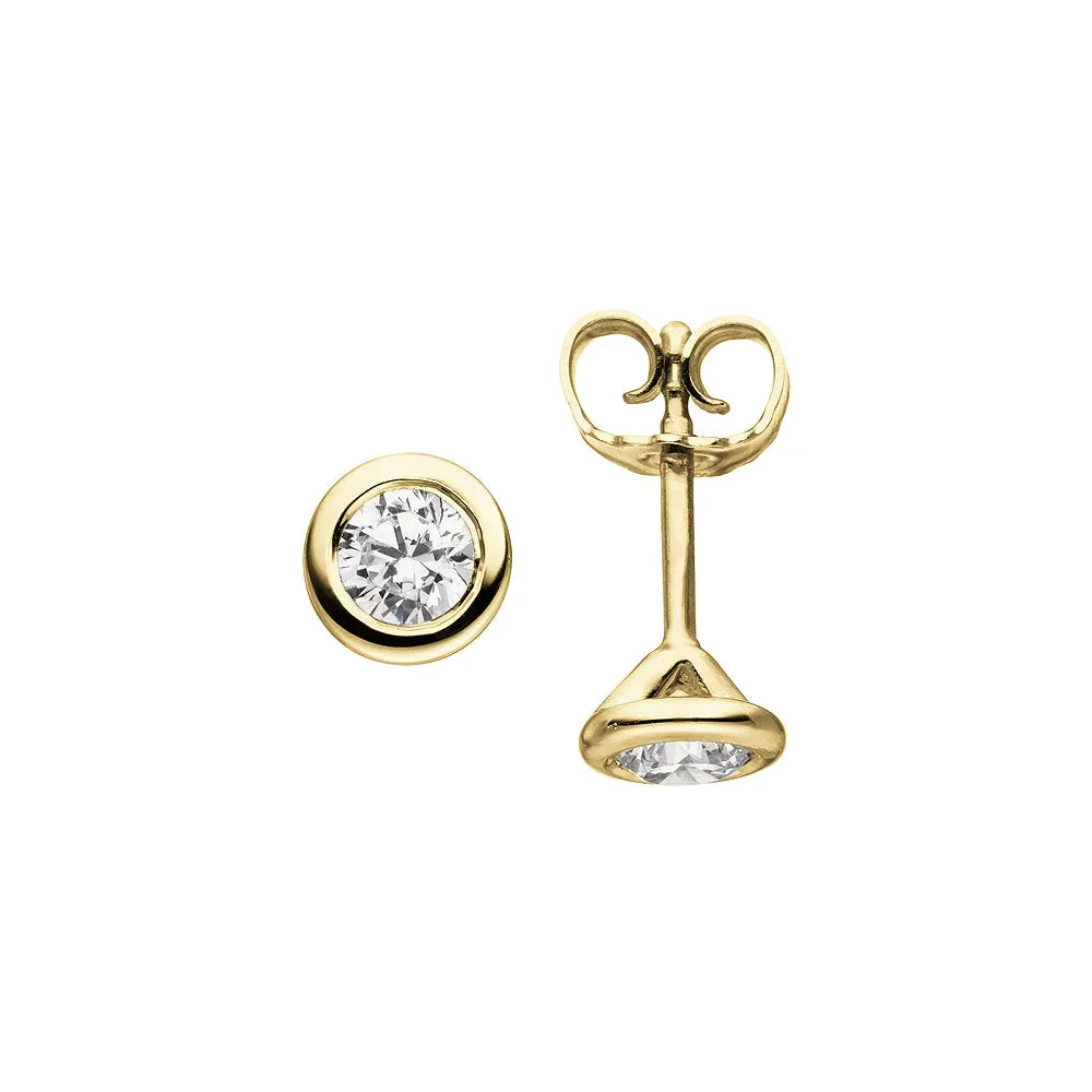 Ohrstecker rund 585 Gold Gelbgold 2 Diamanten Brillanten 0 50 ct. Ohrringe