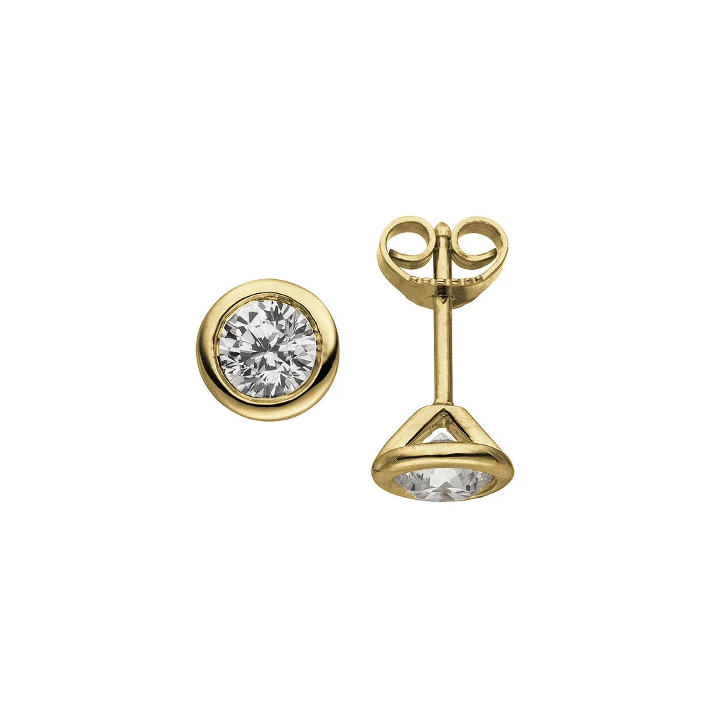 Ohrstecker rund 585 Gold Gelbgold 2 Diamanten Brillanten 1 00 ct. Ohrringe