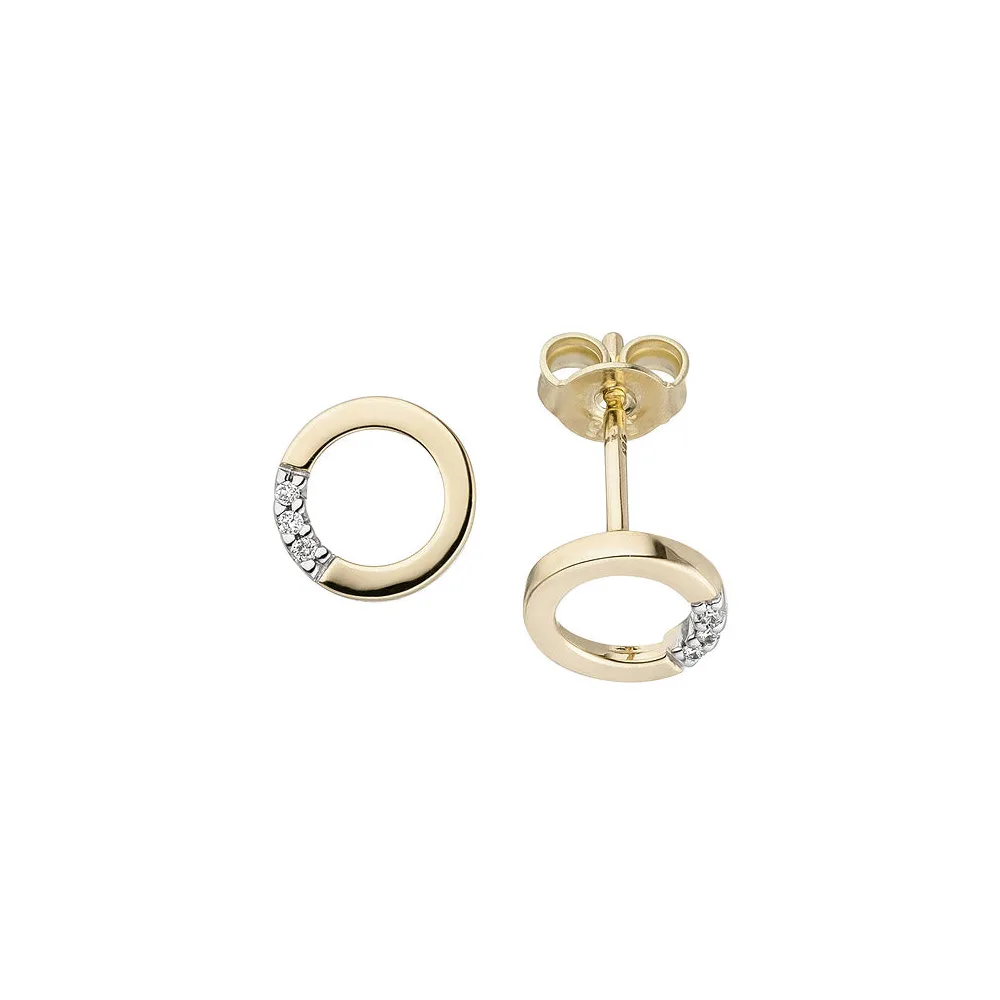 Ohrstecker rund 585 Gold Gelbgold 6 Diamanten Brillanten Ohrringe Goldohrstecker