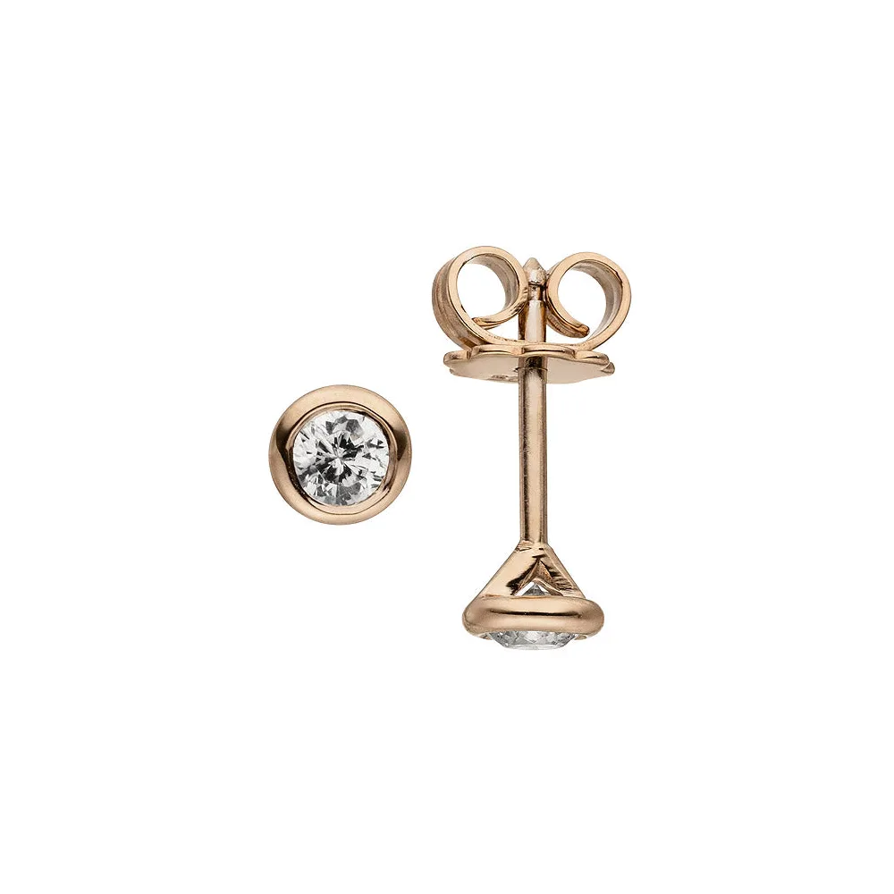 Ohrstecker rund 585 Gold Rotgold 2 Diamanten Brillanten 0 14 ct. Ohrringe