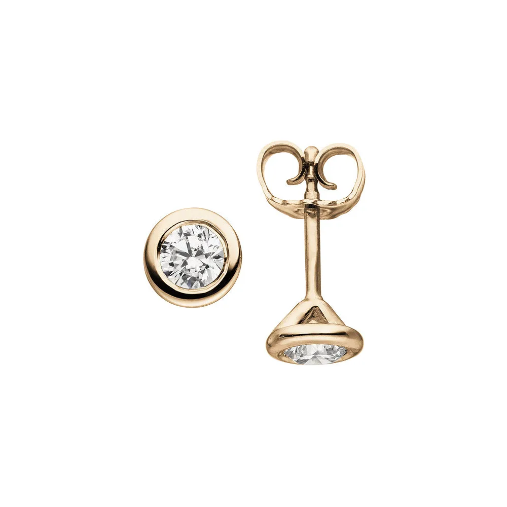Ohrstecker rund 585 Gold Rotgold 2 Diamanten Brillanten 0 50 ct. Ohrringe