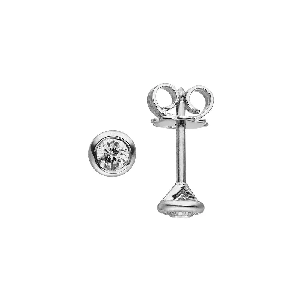 Ohrstecker rund 585 Gold Weißgold 2 Diamanten Brillanten 0 24 ct. Ohrringe