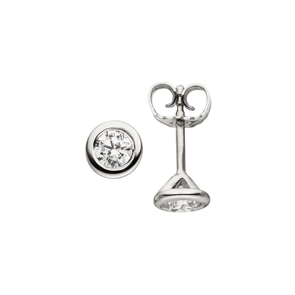 Ohrstecker rund 585 Gold Weißgold 2 Diamanten Brillanten 0 50 ct. Ohrringe