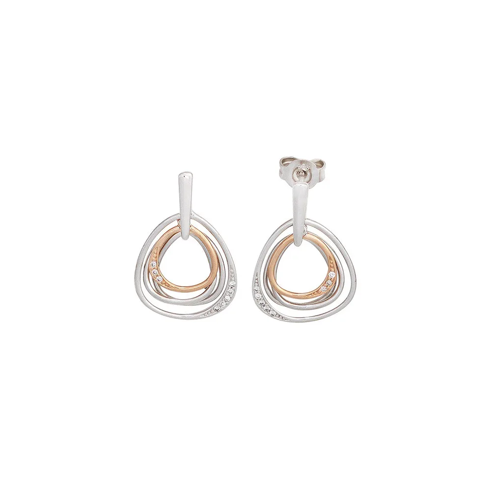 Ohrhänger 585 Gold Weißgold Rotgold bicolor 16 Diamanten Ohrringe Ohrstecker