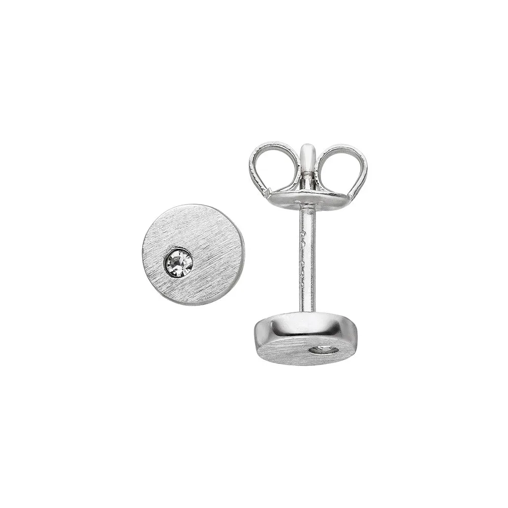 Ohrstecker rund 925 Sterling Silber matt 2 Zirkonia Ohrringe Silberohrstecker