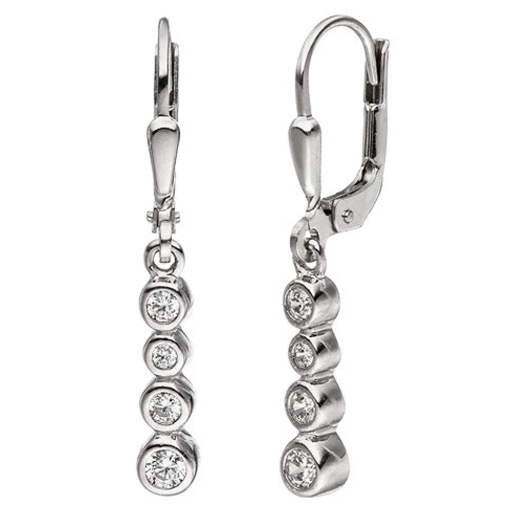 Ohrhänger 925 Sterling Silber 8 Zirkonia Ohrringe Silberohrringe
