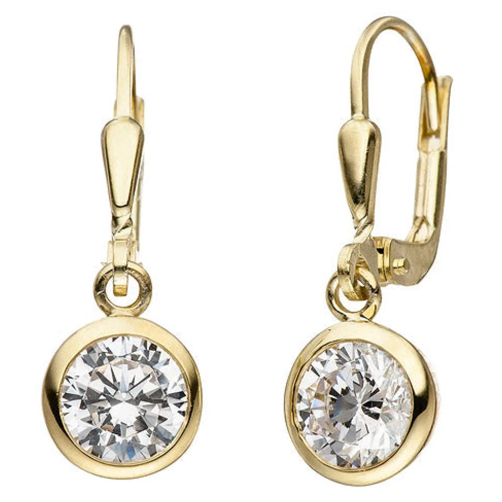 Ohrhänger 925 Sterling Silber gold vergoldet 2 Zirkonia Ohrringe