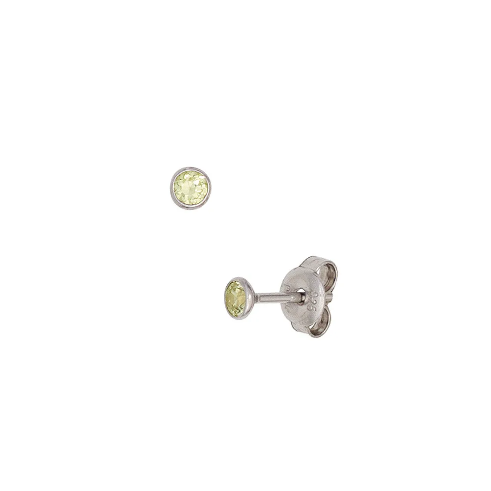 Ohrstecker rund 925 Sterling Silber rhodiniert 2 Zirkonia hellgrün grün Ohrringe