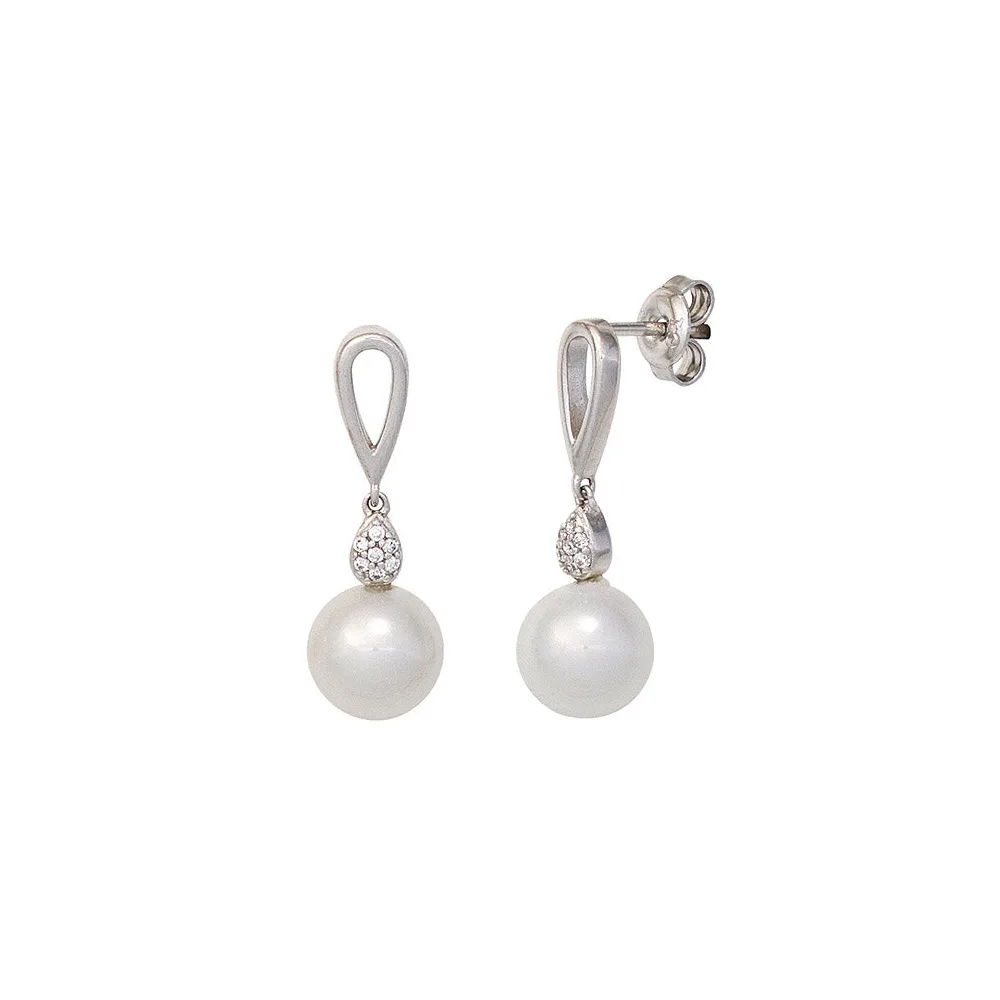 Ohrhänger 925 Sterling Silber mit Zirkonia Ohrringe Ohrstecker Perlenohrringe