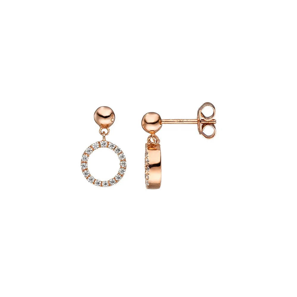 Ohrhänger 925 Sterling Silber rotgold vergoldet mit Zirkonia Ohrringe Ohrstecker