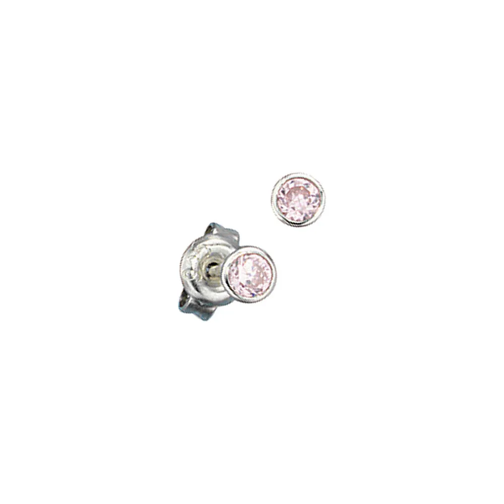 Ohrstecker rund 925 Sterling Silber rhodiniert 2 Zirkonia rosa rosé Ohrringe