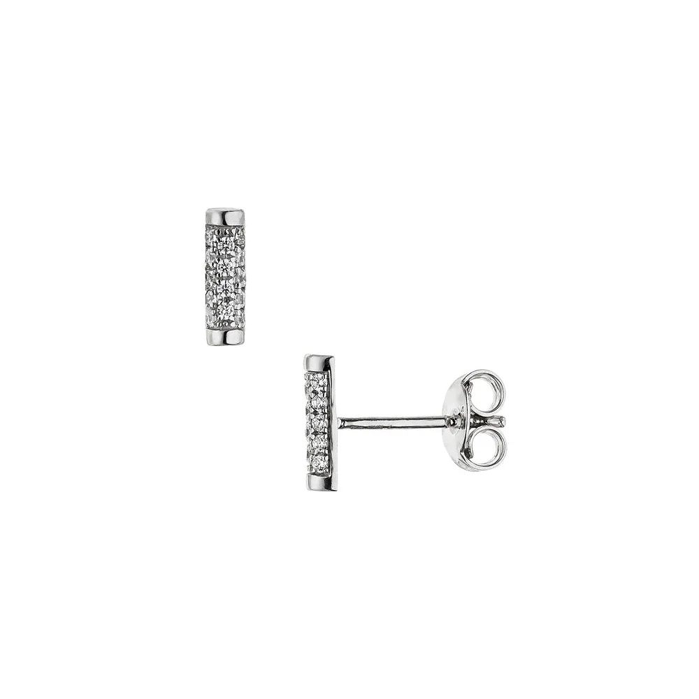 Ohrstecker Stab 925 Sterling Silber 28 Zirkonia Ohrringe Silberohrringe