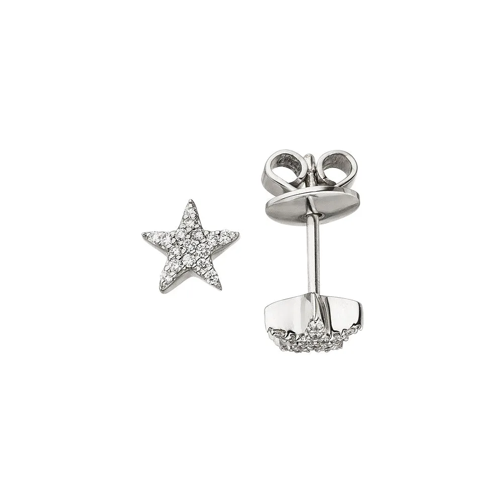 Ohrstecker Stern 585 Weißgold 32 Diamanten Brillanten Ohrringe Sternohrstecker