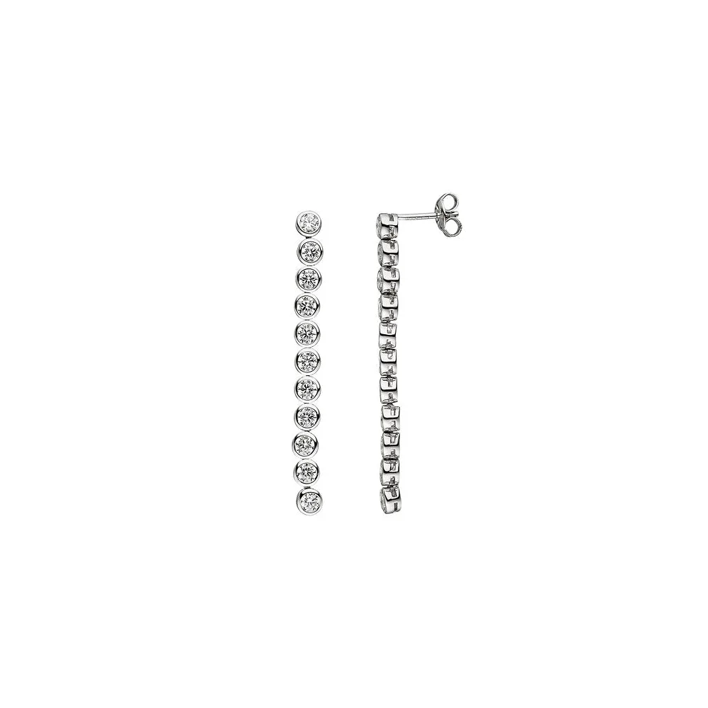 Ohrhänger lang 925 Silber 22 Zirkonia Ohrringe Ohrstecker Silberohrringe