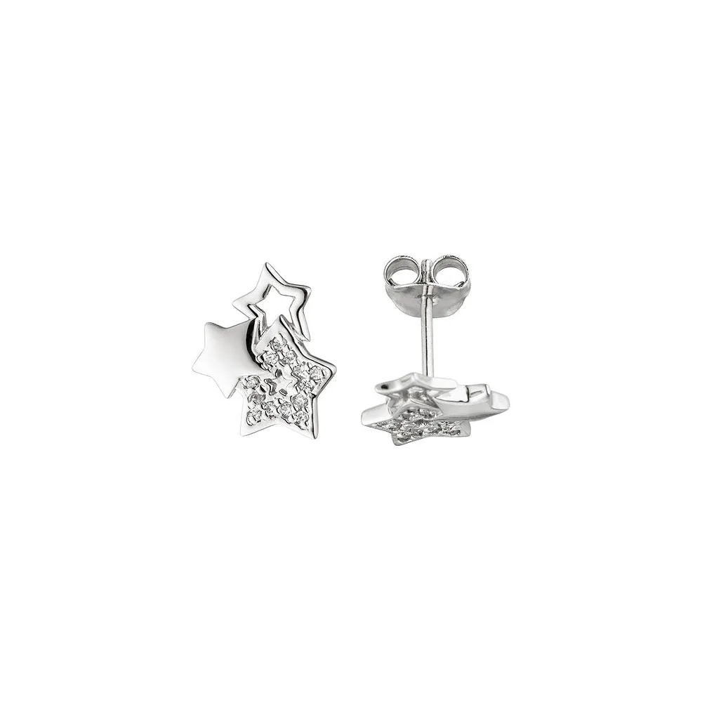 Ohrstecker Stern Sterne 925 Sterling Silber 26 Zirkonia Sternohrstecker