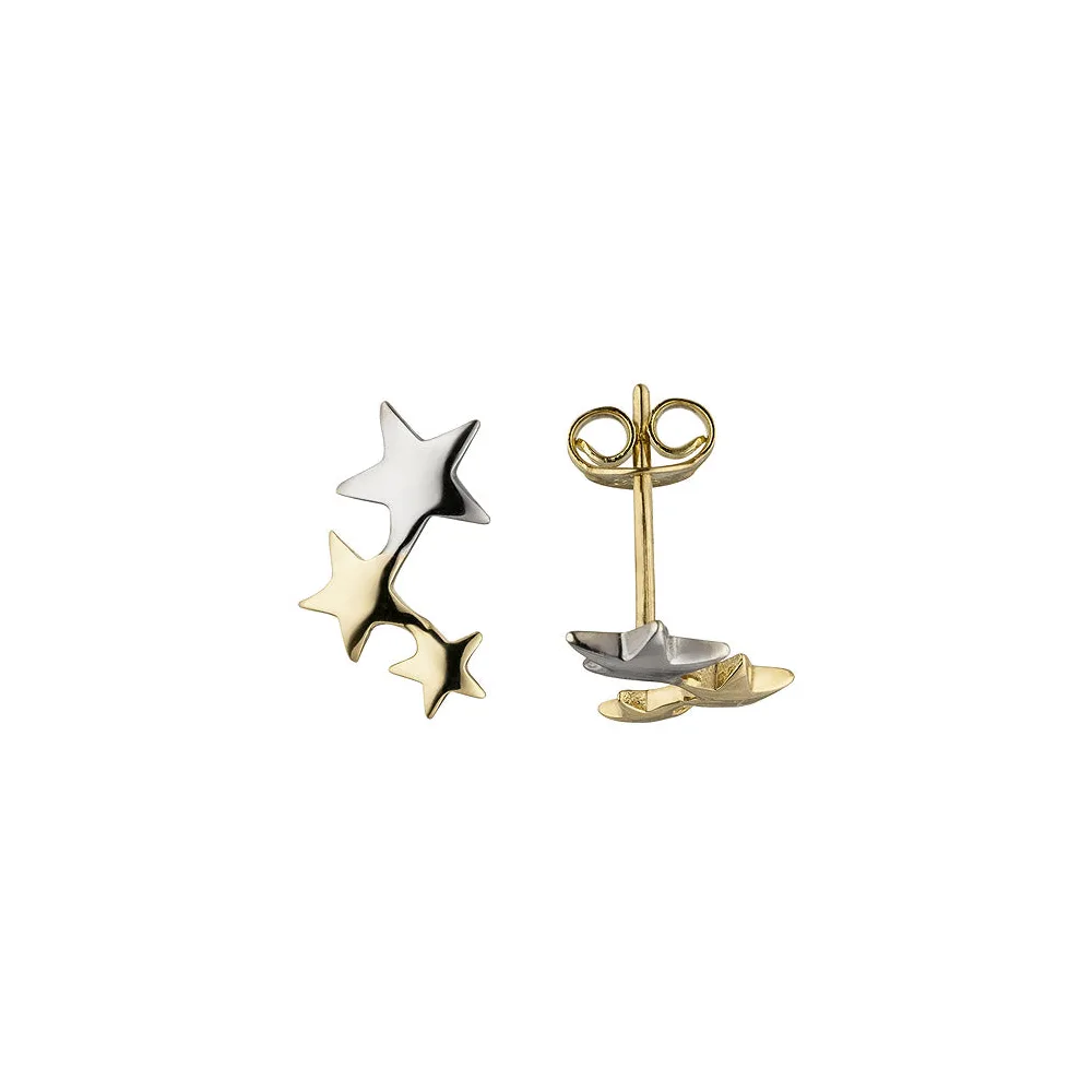 Ohrstecker Sterne 333 Gold Gelbgold bicolor Ohrringe Goldohrringe