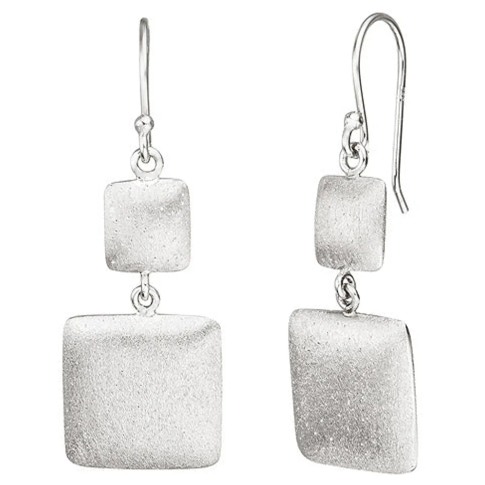 Ohrhänger quadratisch 925 Sterling Silber matt mattiert Ohrringe Silberohrringe