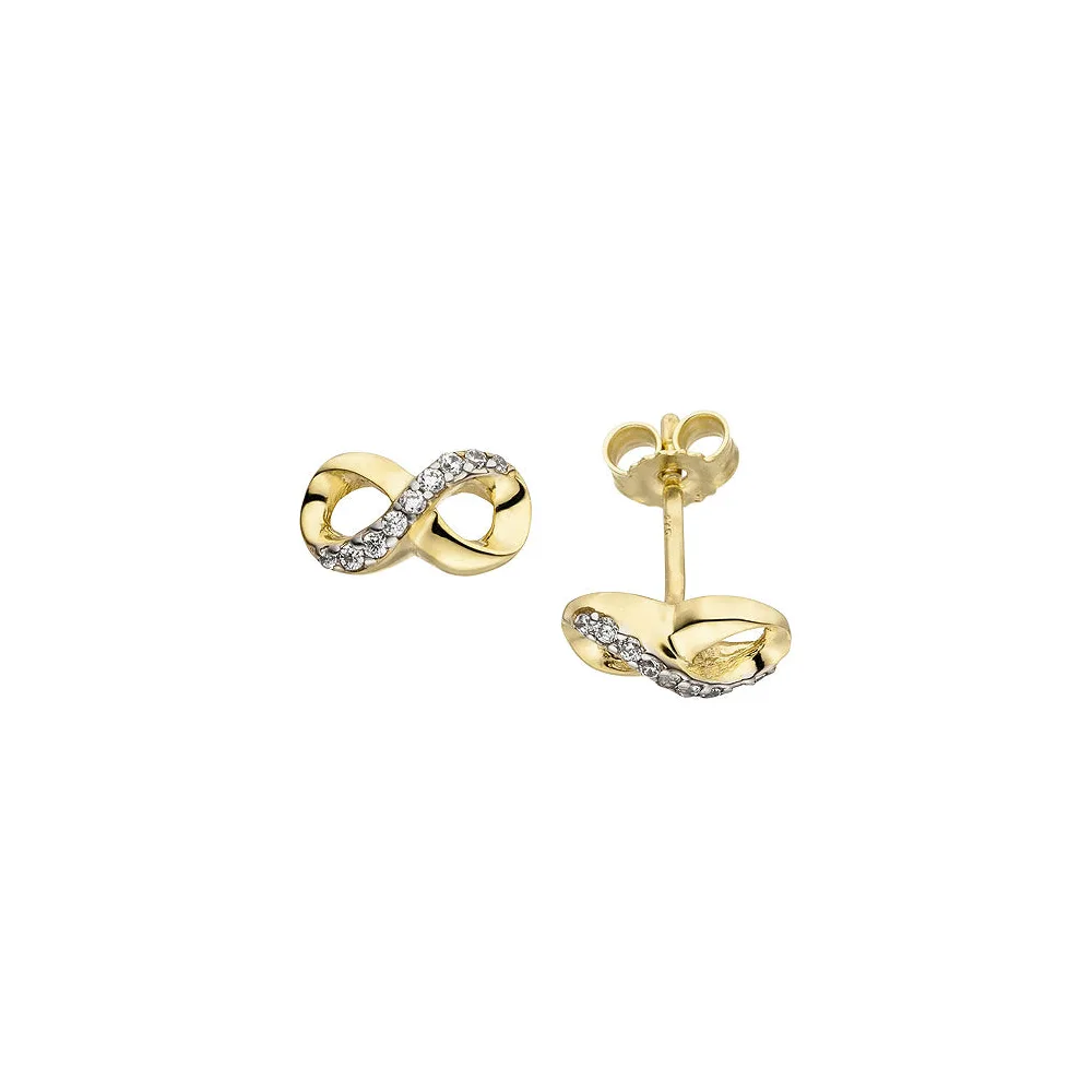 Ohrstecker Unendlichkeit 375 Gold Gelbgold bicolor 18 Zirkonia Ohrringe