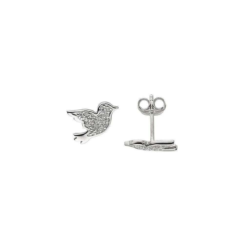 Ohrstecker Vogel 925 Sterling Silber 34 Zirkonia Ohrringe Silberohrringe