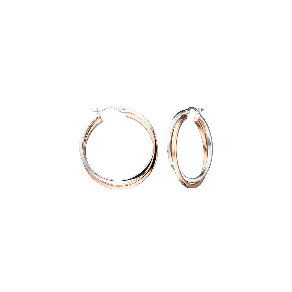 Creolen rund 925 Sterling Silber bicolor vergoldet Ohrringe
