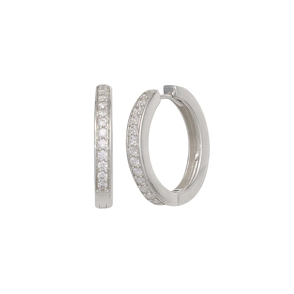 Creolen rund 925 Sterling Silber mit Zirkonia Ohrringe Silbercreolen