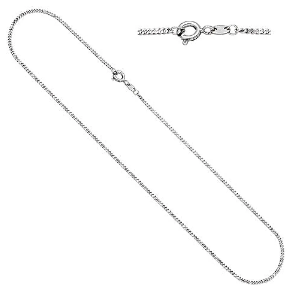 Panzerkette 585 Gold Weißgold 1 7 mm 42 cm Kette Halskette Weißgoldkette