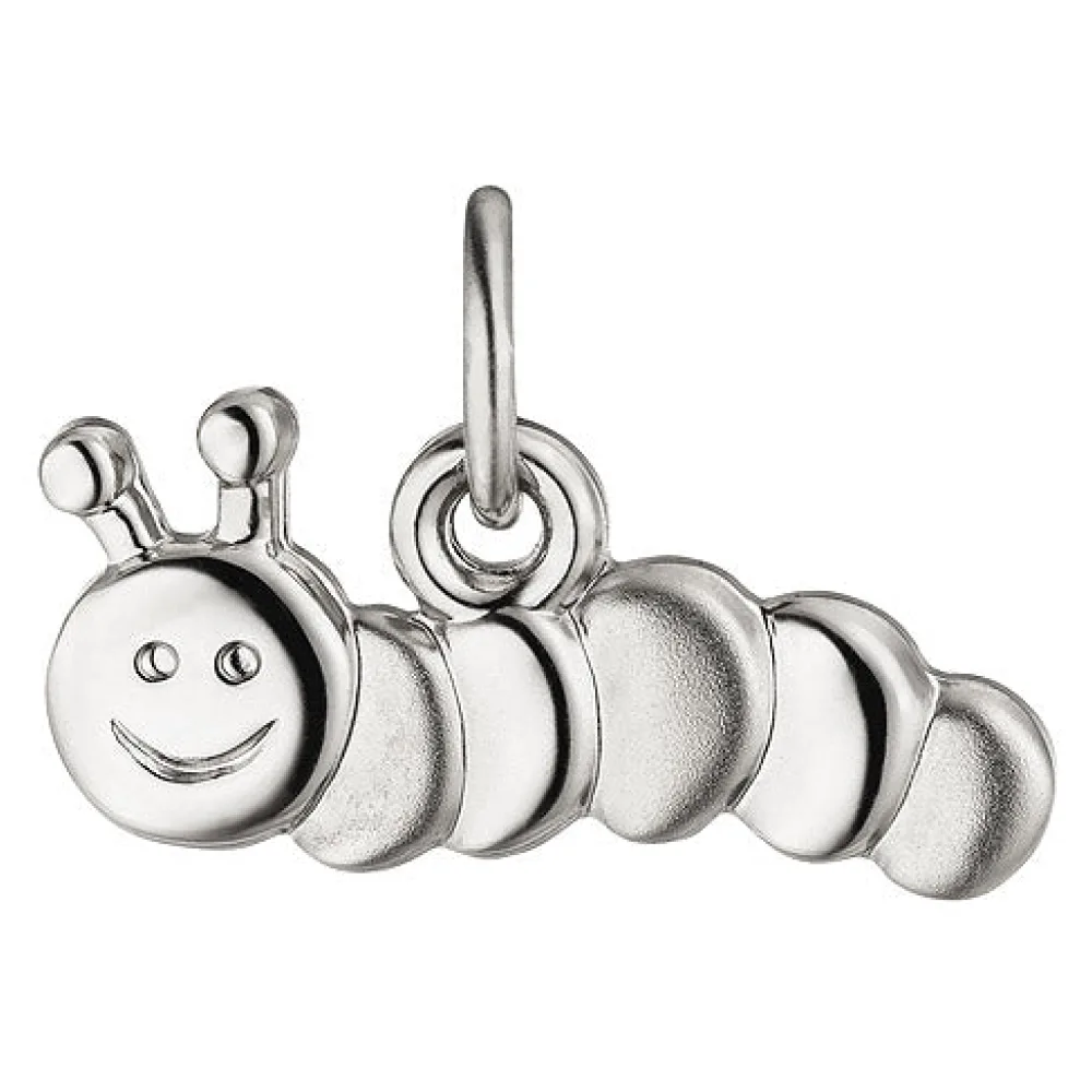 Kinder Anhänger Raupe 925 Sterling Silber teil matt Kinderanhänger