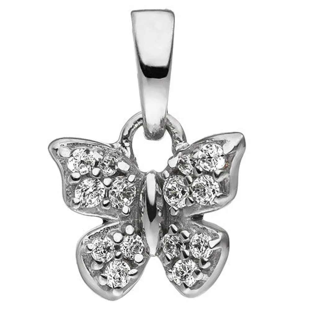Kinder Anhänger Schmetterling 925 Sterling Silber mit Zirkonia Kinderanhänger