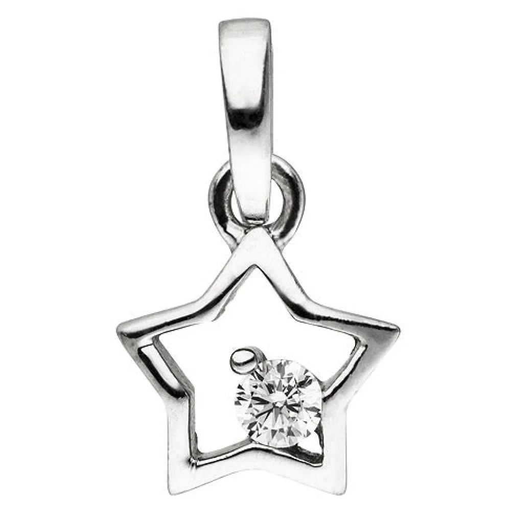 Kinder Anhänger Stern 925 Sterling Silber 1 Zirkonia Silberanhänger