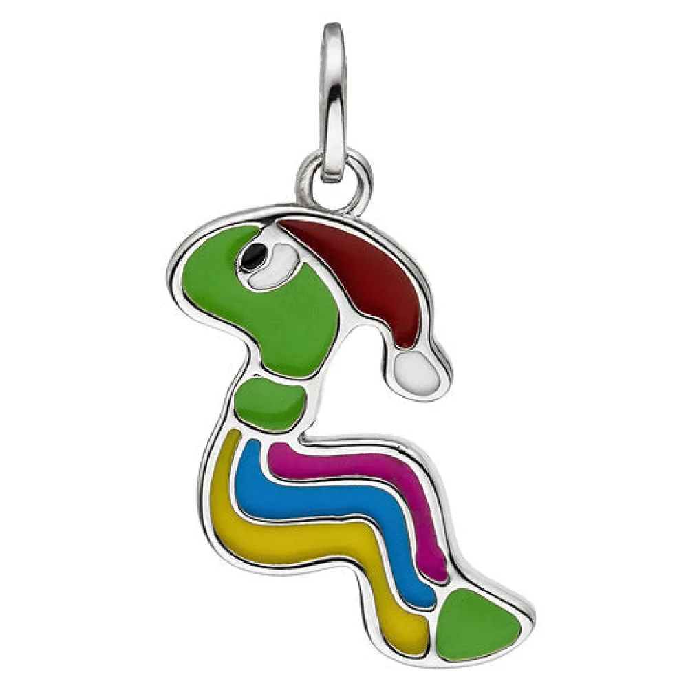 Kinder Anhänger Wurm bunt 925 Sterling Silber Silberanhänger Kinderanhänger