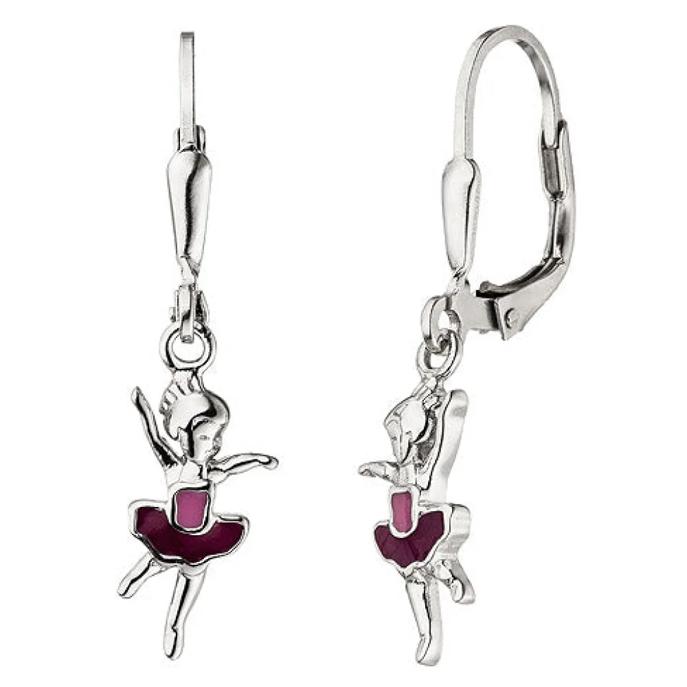 Kinder Ohrhänger Ballerina 925 Sterling Silber Ohrringe Boutons Kinderohrringe